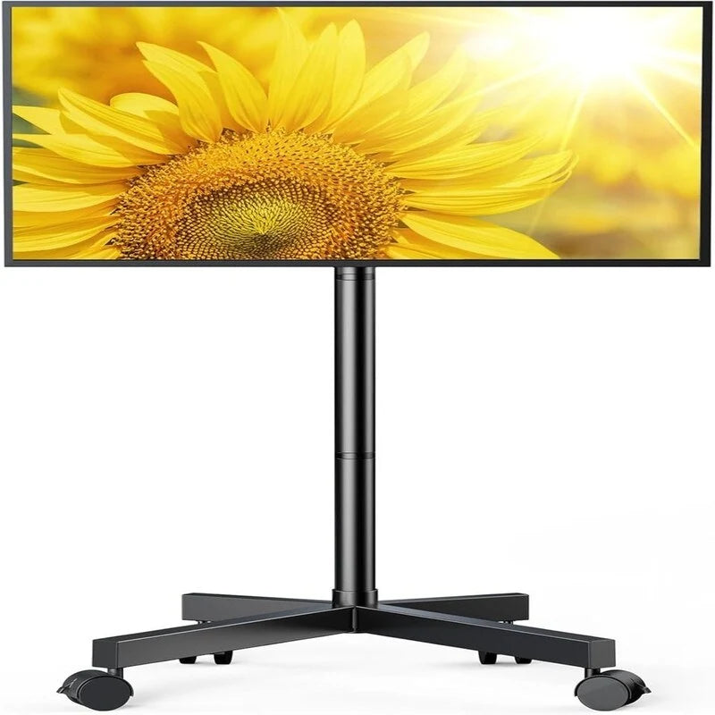 Black Steel Rolling TV Stand with Tilt and Height Adjustment for 23-60 TVs