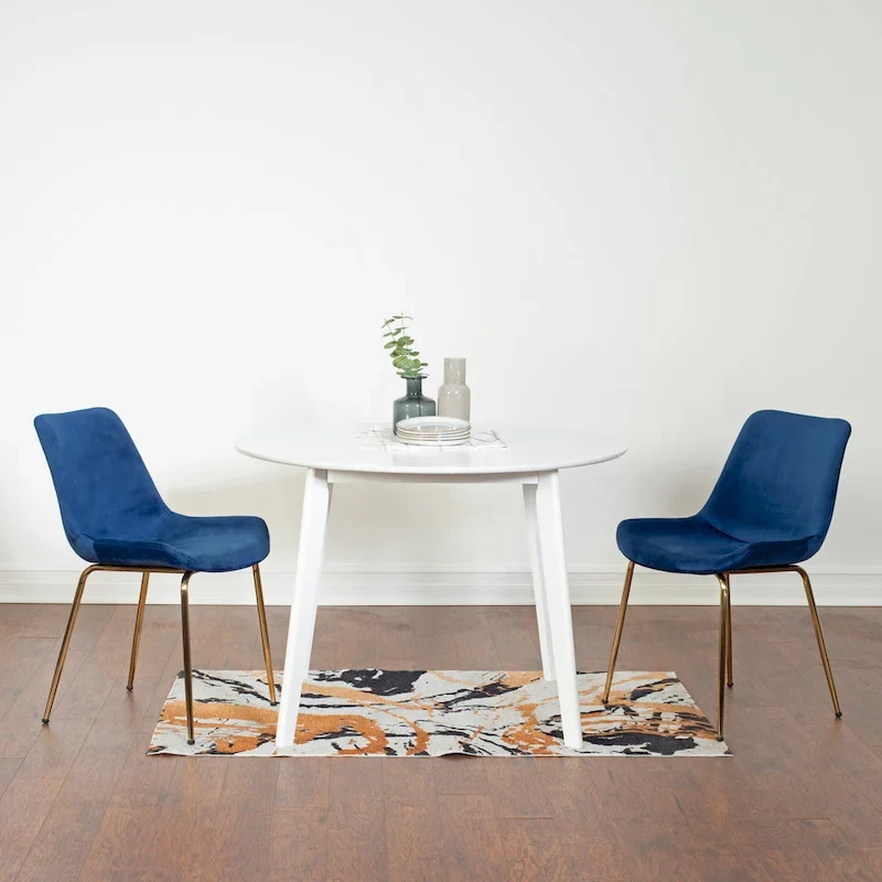 Roundhill Furniture Aufurr Contemporary 3-Piece Dining Set, White Round Table and 2 Chairs