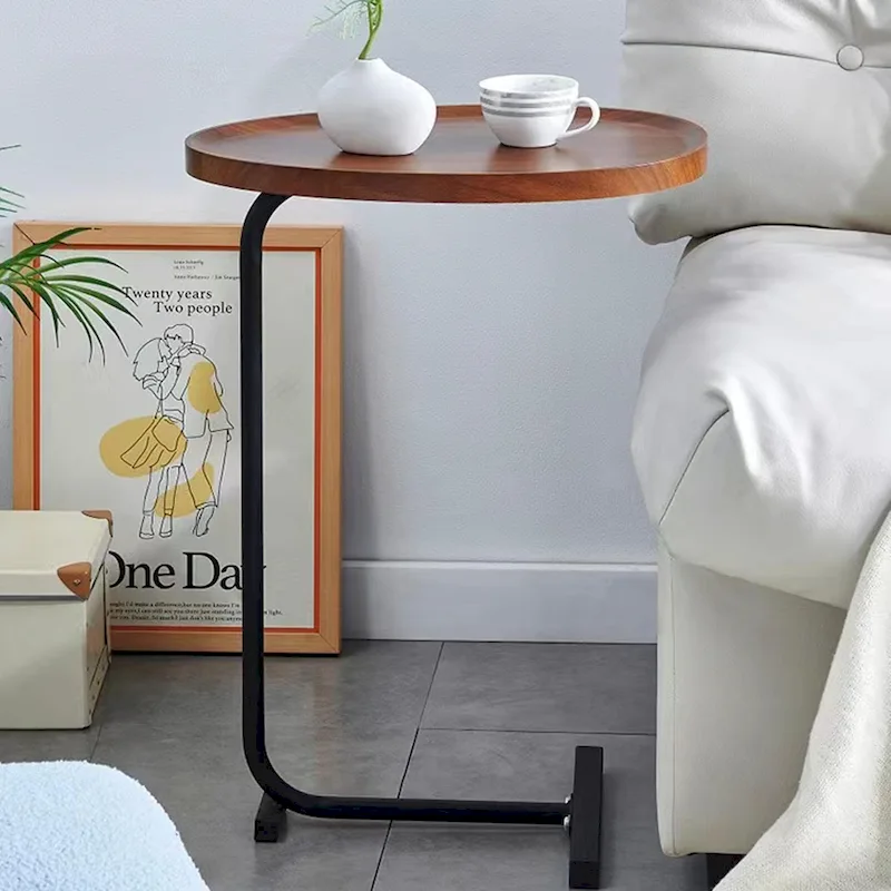 Brown C-shaped Side Table