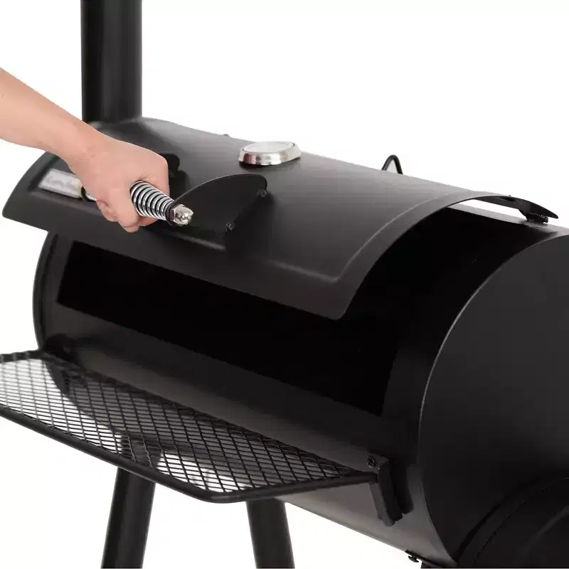 Captiva Designs E02GR006 Offset Charcoal Smoker: Heavy-Duty, Side Box, Built-In Thermometer