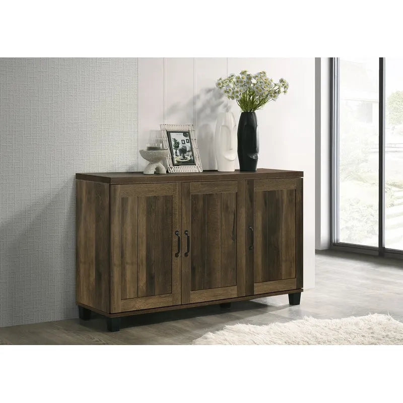 45-Inch 3-Door Shoe Cabinet – Brown / Grey, Modern Style, 6 Adjustable Shelves