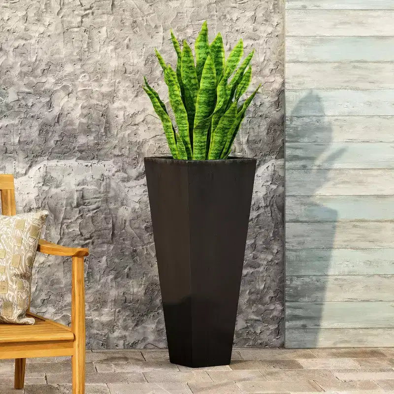 Okak Modern Magnesium Oxide Cast Stone Plant Pots, Planters with Minimalism Design, Flower Pots for Indoor or Outdoor Use