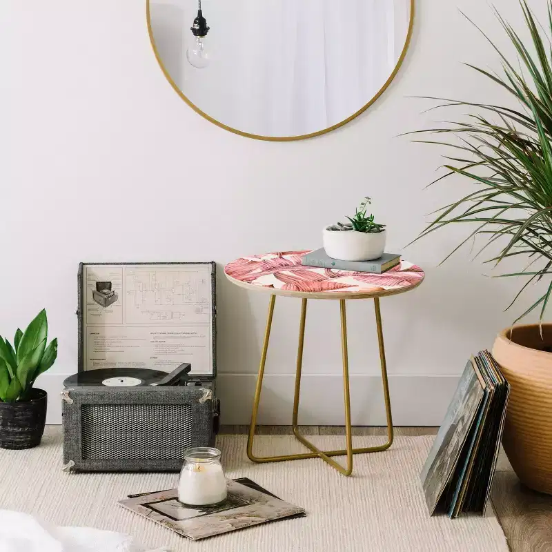 Round Side Table Pink/Gold, Seats 1