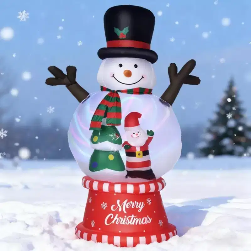 NAYSAYE 8FT Christmas Inflatable Snowman with Crystal Ball Body Outdoor Holiday Decoration for Yard Garden Display, Multicolor, 57*40.3*95.8