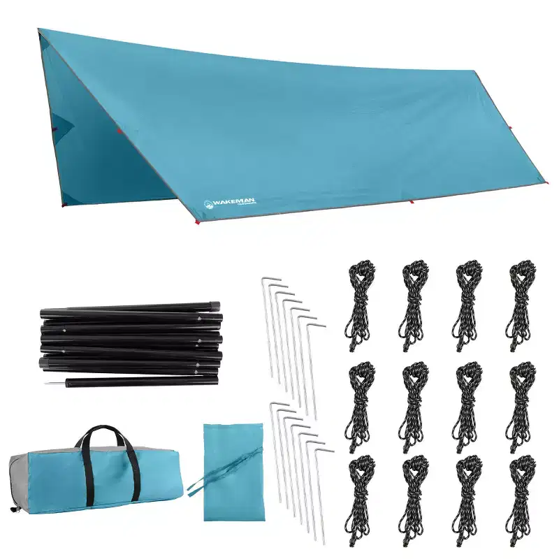 15 ft. x 12 ft. Portable Camping Tarp with Poles