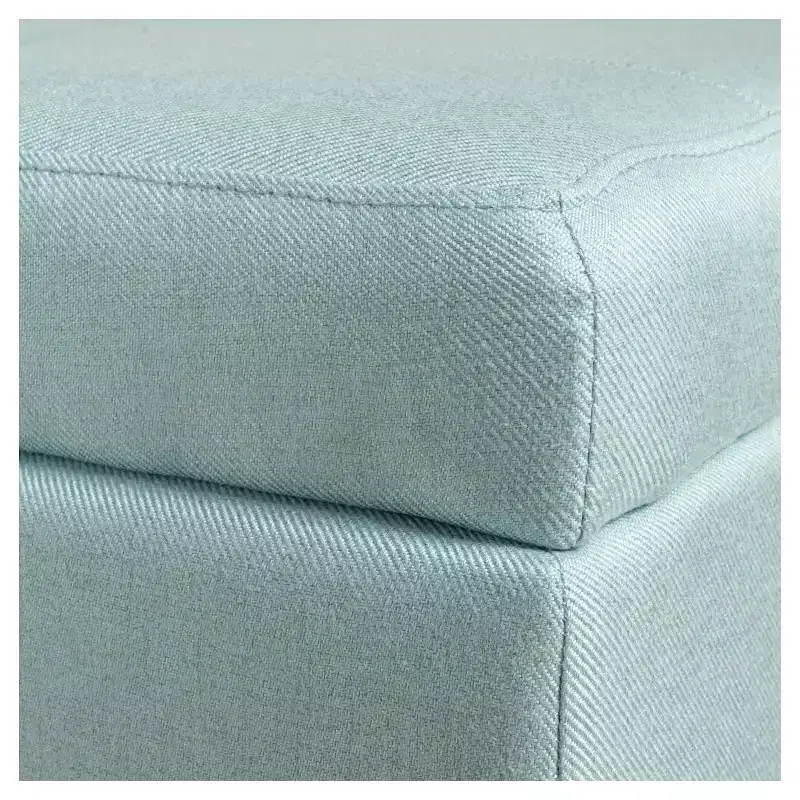 London Fabric Storage Ottoman Bench �C Light Blue Tufted, Hinged Lid, 128,9 cm