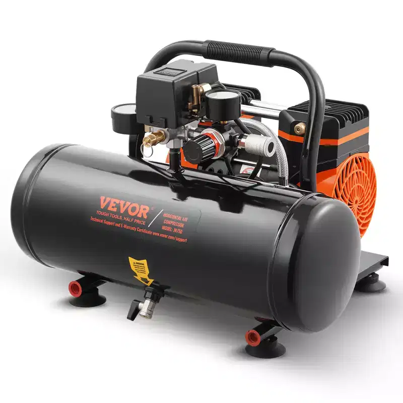VEVOR Air Compressor, 2 Gallon Steel Tank, 1HP 2.1 CFM 8bar Oil Free Air Compressor & Max. 120PSI Pressure, 81dB Ultra Quiet Portable Compressor,Black