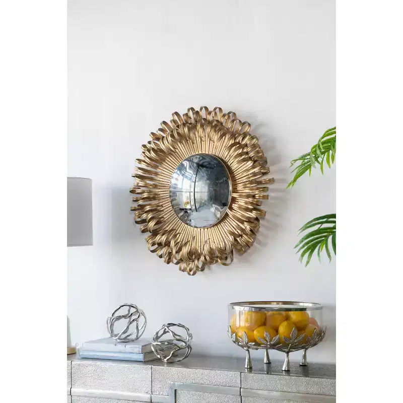 27-Inch Sunburst Wall Mirror with Gold Finish