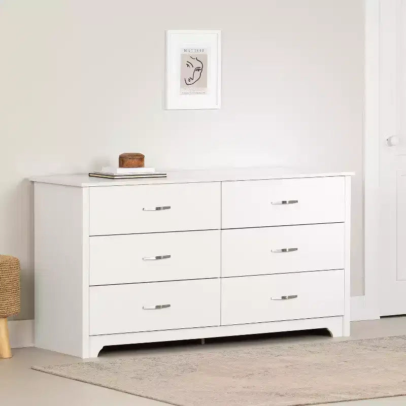 6-Drawer Horizontal Dresser in White