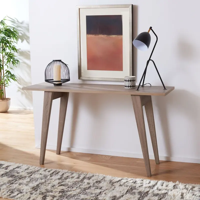 White/Oak Splayed Leg Console Table, 1-Person