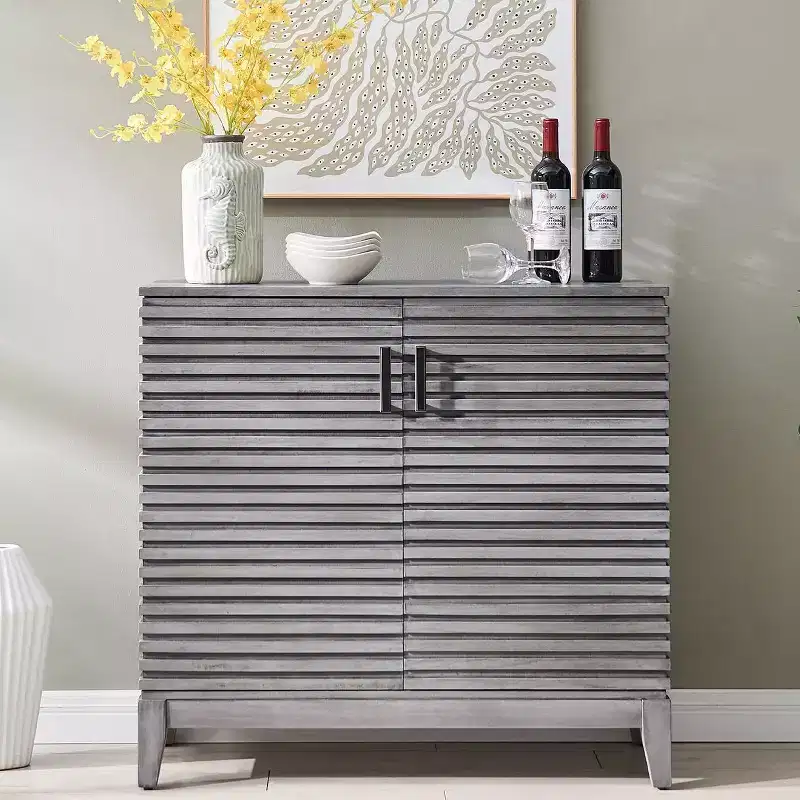 Wood Buffet Cabinet with Storage, 36 W Accent Cabinet with 2 Doors and 2 Shelves-FARATI