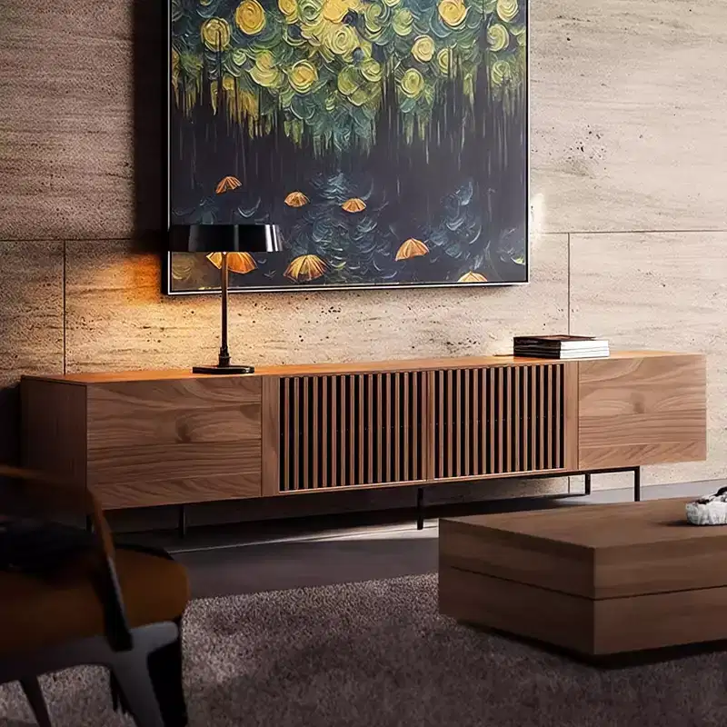 94.48" Mid-Century Modern TV Stand �C Walnut, Fits up to 100" TVs