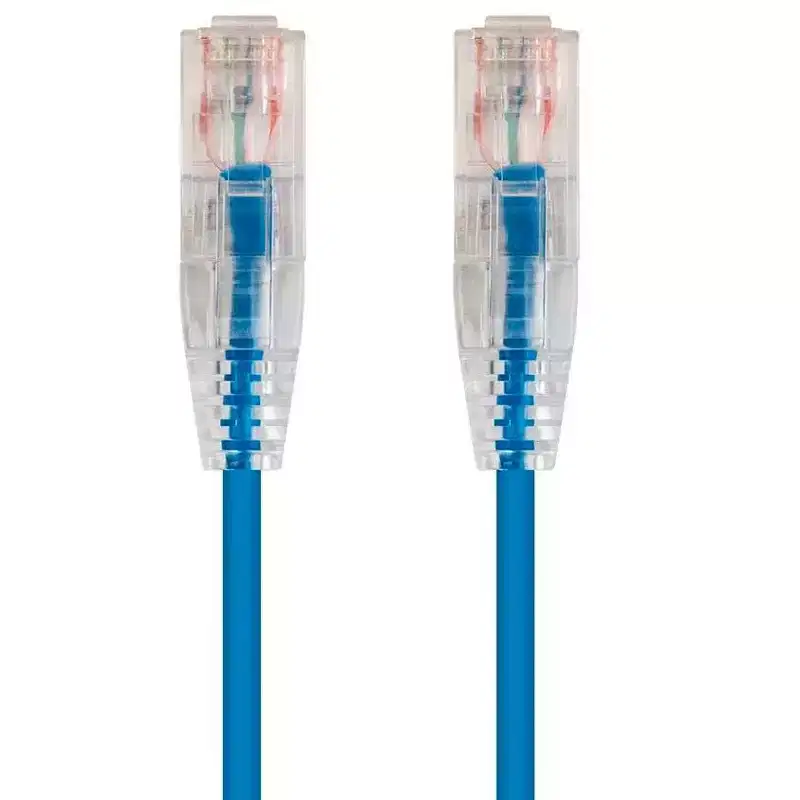 Monoprice Cat6 Ethernet Patch Cable - 25 feet - Blue | Snagless RJ45 Stranded 550MHz UTP CMR Riser Rated Pure Bare Copper Wire 28AWG - SlimRun Series