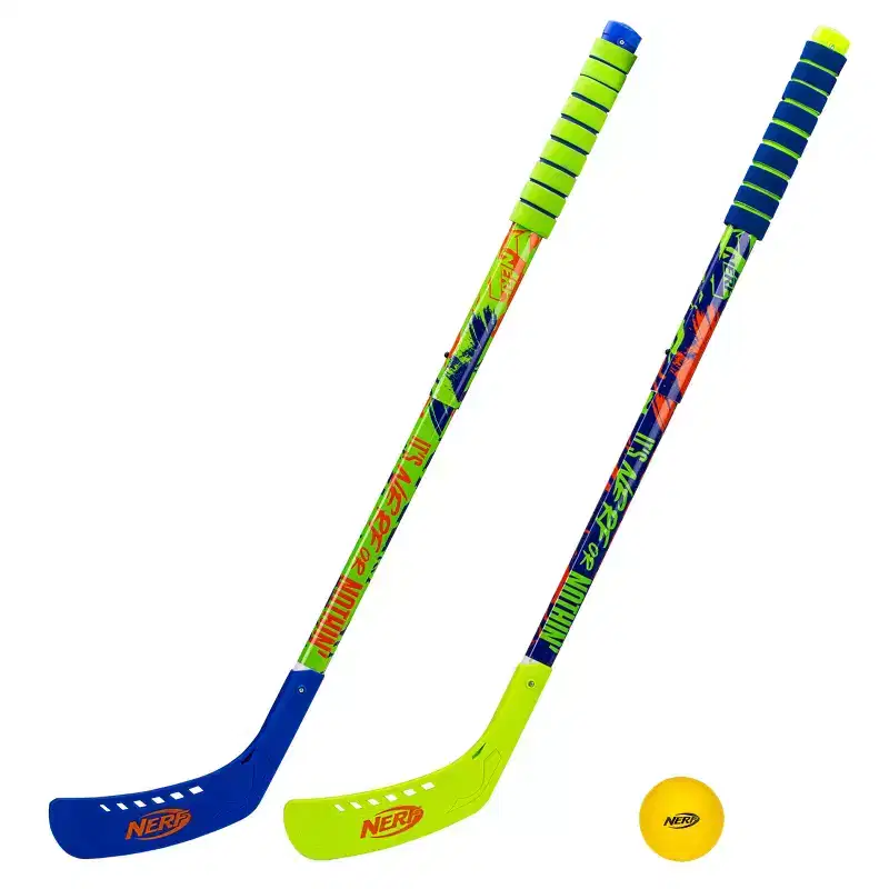 NERF 35.5'' Proshot 2 Player Hockey Set Hockey Sticks - Orange/Blue/Green