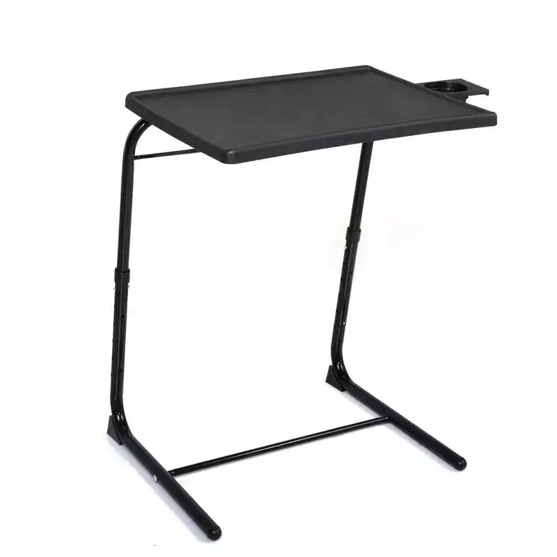 TUYOHW Portable Computer Table Height & Angle Adjustable,Foldable Office Desk with Cup Holder,Lightweight Wooking Desk for Sofa,Bed,Study,Black