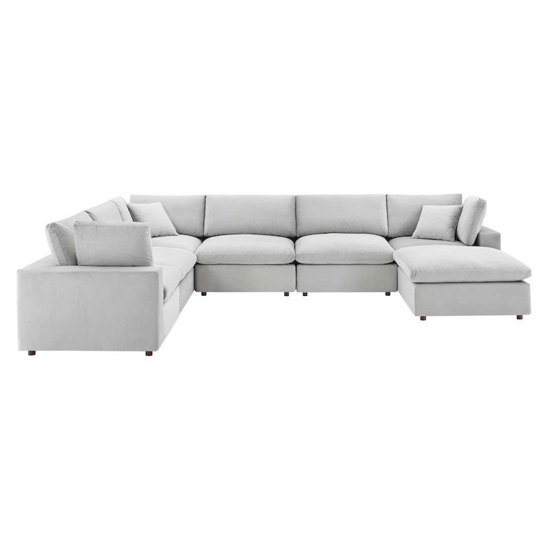 Commix Down Filled Overstuffed Velvet 7-Piece Sectional Sofa