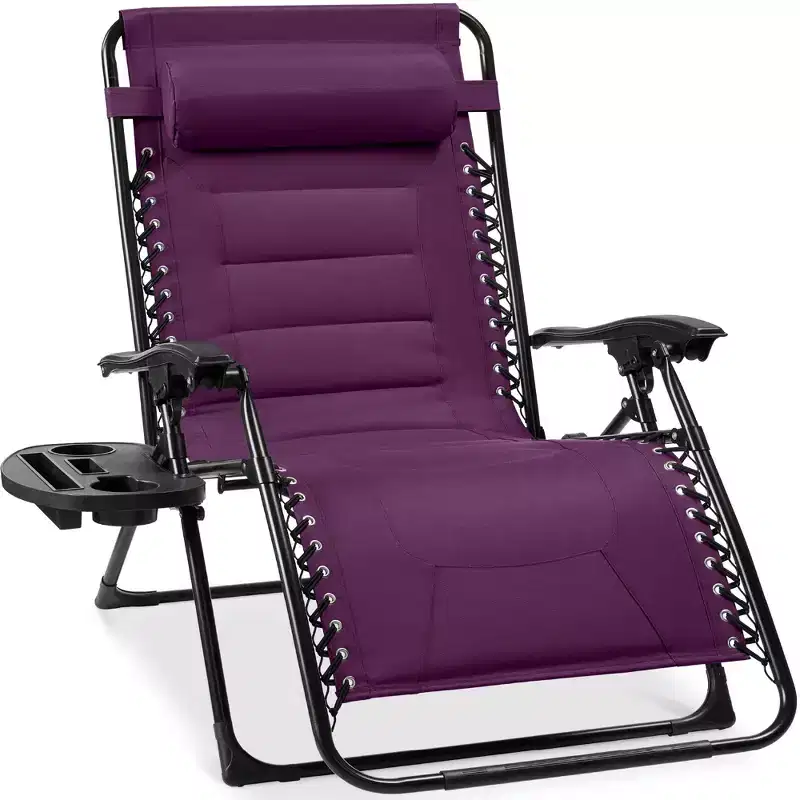 Best Choice Products Oversized Padded Zero Gravity Chair, Folding Outdoor Patio Recliner w/ Side Tray