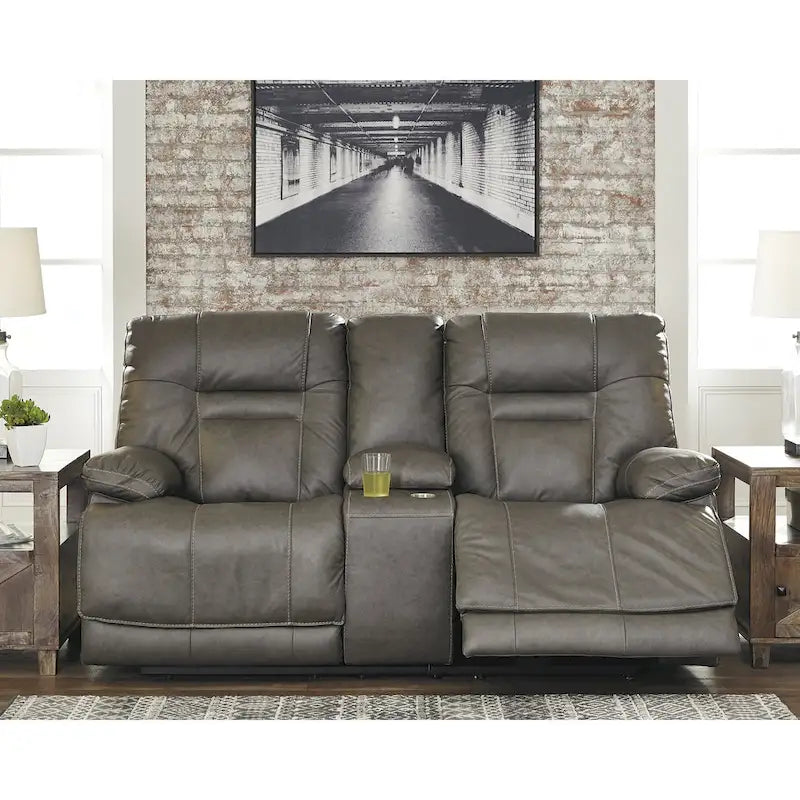 Signature Design by Ashley Wurstrow Leather Power Adjustable Reclining Loveseat - N/A