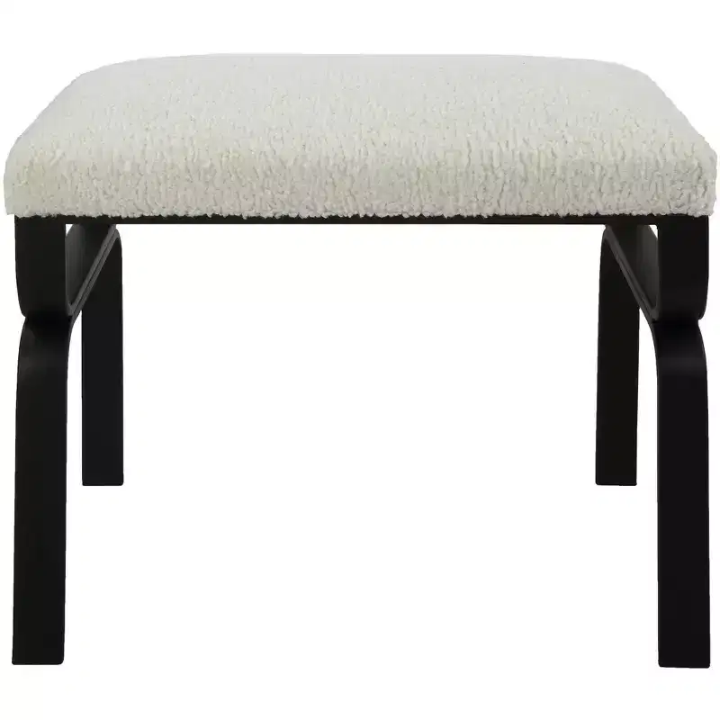 Uttermost Diverge 22 3/4 Wide White Faux Shearling Fabric Bench