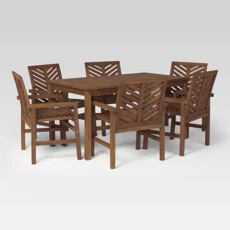 7pc Slatted Chevron Acacia Patio Dining Set - Saracina Home