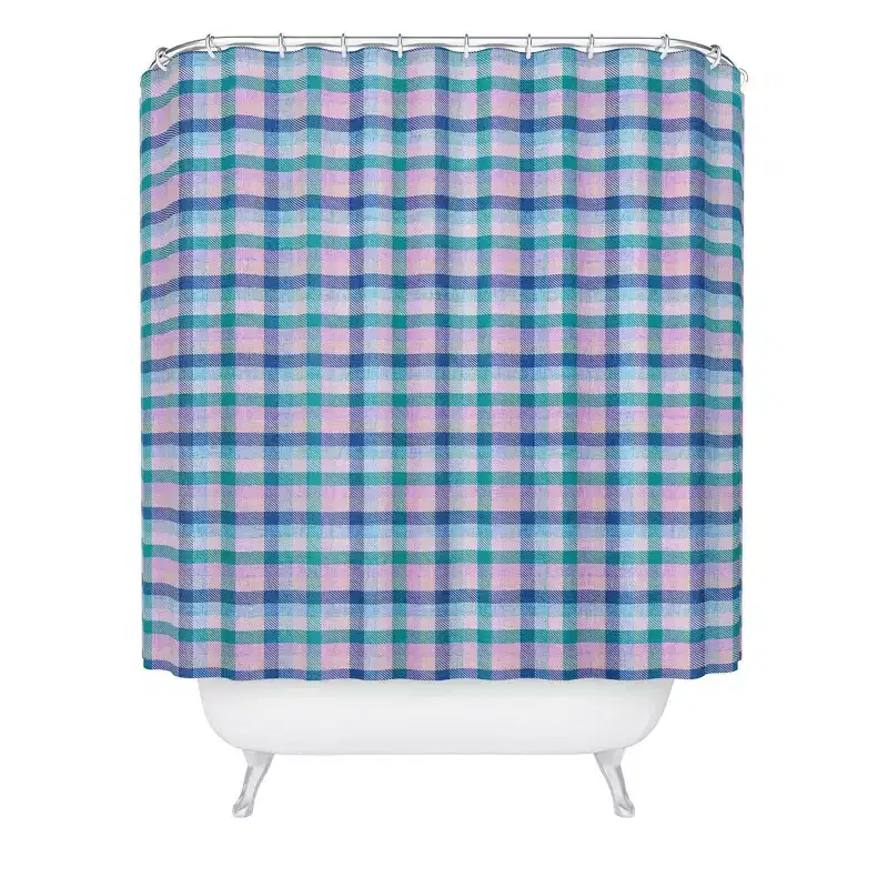 Deny Designs Schatzi Brown Marlene Plaid Cool Ombre Shower Curtain