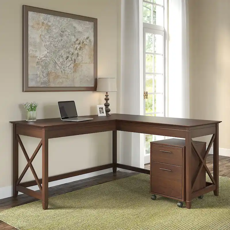 60W L-Shaped Corner Desk with X-Frame Design, Multi-Color Options