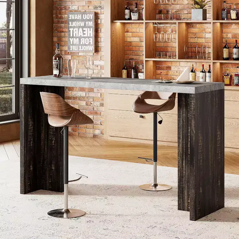 55 Counter Height Pub Table for 4-6 People with Extra Thickened Top, Modern Rectangular Home Bar for Kitchen, Dining Room, Living Room & Balcony