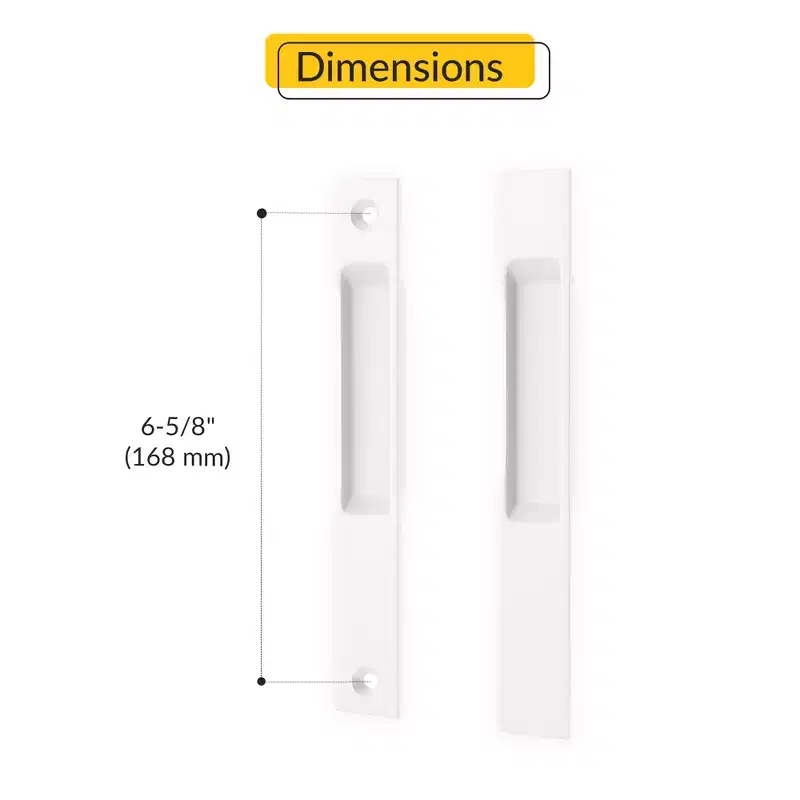Brixwell 13-311w Patio Door Handle Flush mount Dummy Set White Finish