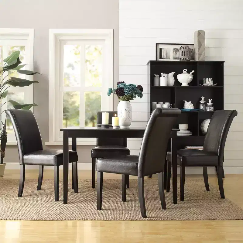 Salido Dining Set - 5-Piece - Black Vinyl - iNSPIRE Q