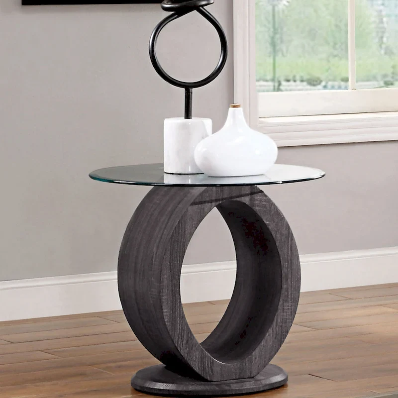 Contemporary Grey 24-inch Glass Top Side Table