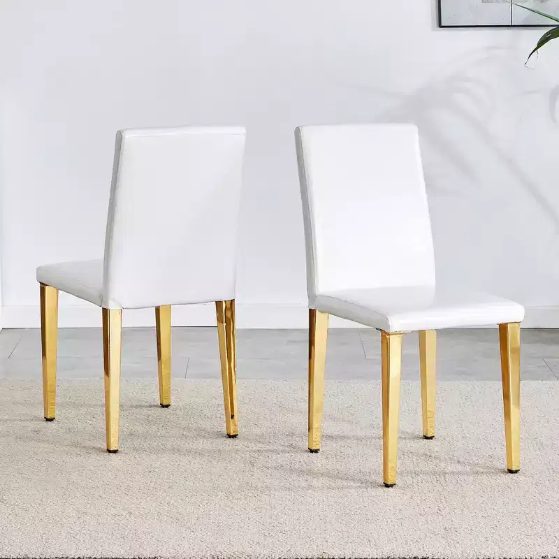 MAYEERTY PU Dining Chairs Set with Gold Metal Legs, Modern Chairs Set for Kitchen Dining Room Living Room