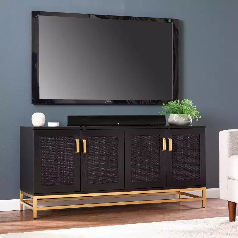 Contemporary 4-Door Media Console - Black