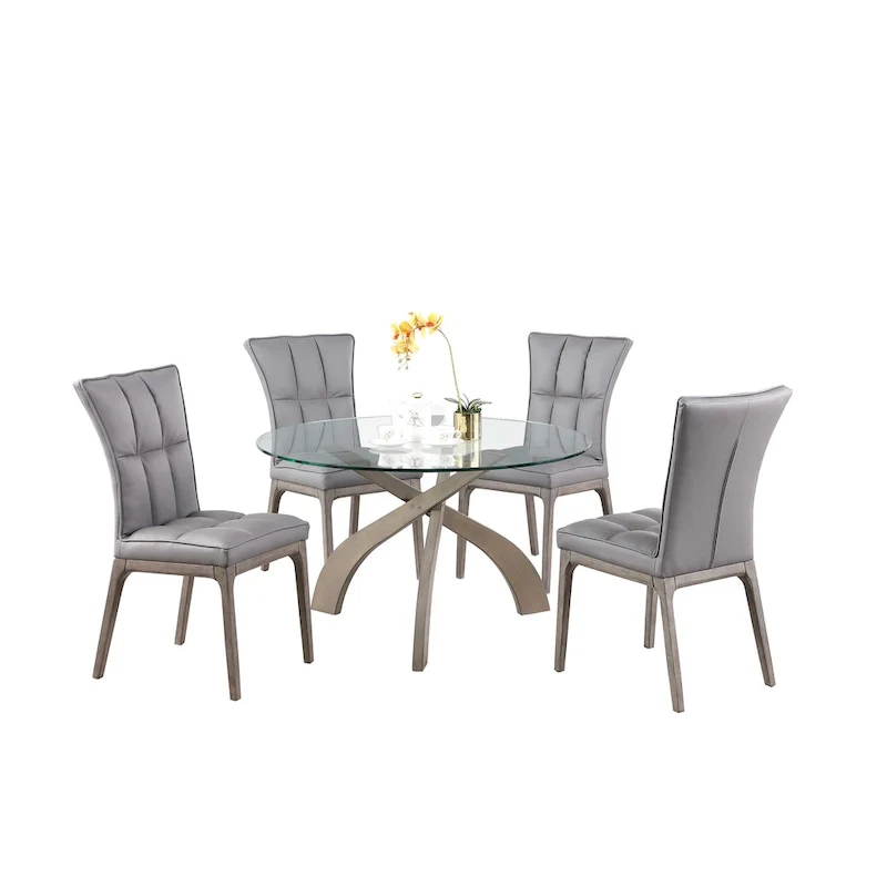 Somette Pogo Criss Cross Dining Set with Gray Chairs