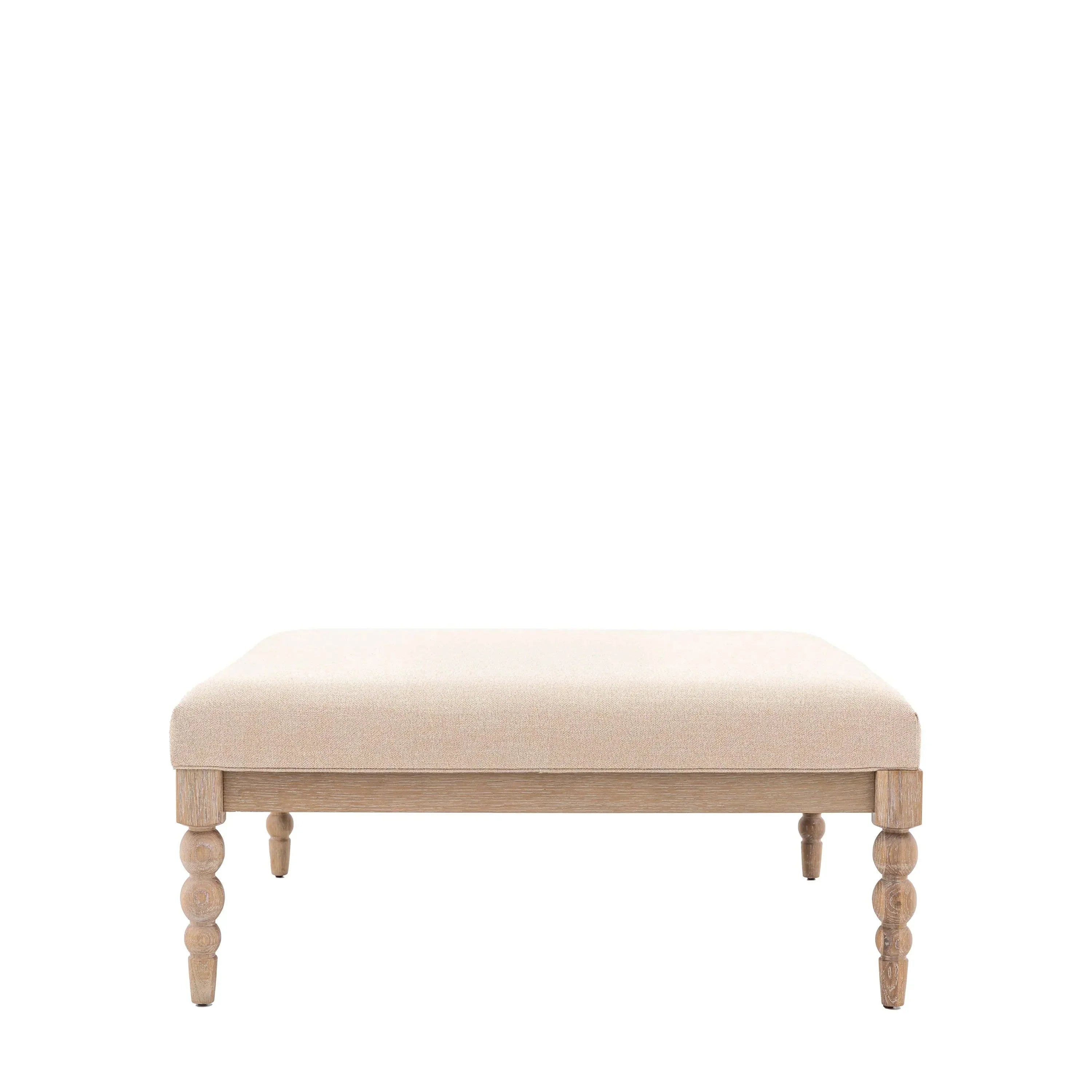 Linen Fabric Top Square Coffee Table with Oak Legs