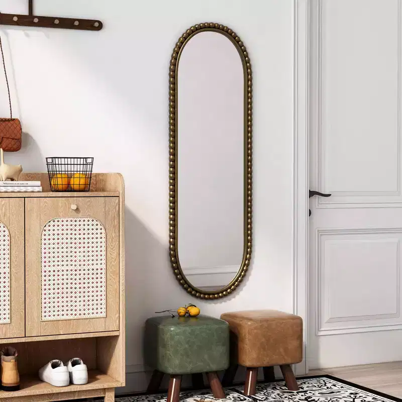 MAYEERTY Iron Oval Retro Mirror Wall Haning for Living Room Entrance Bedroom Gold