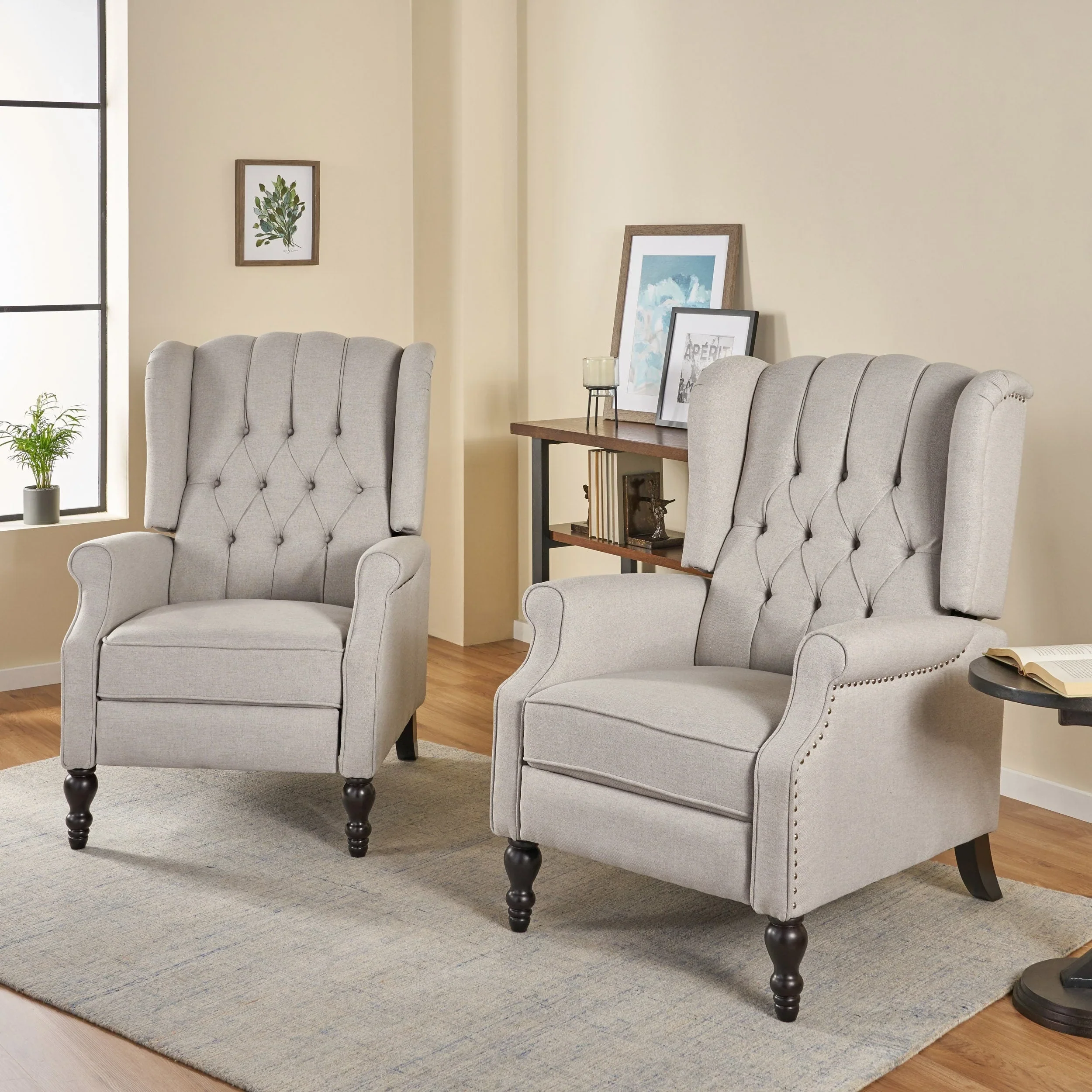Walter Tufted Fabric Recliners (Set of 2) by Christopher Knight Home
