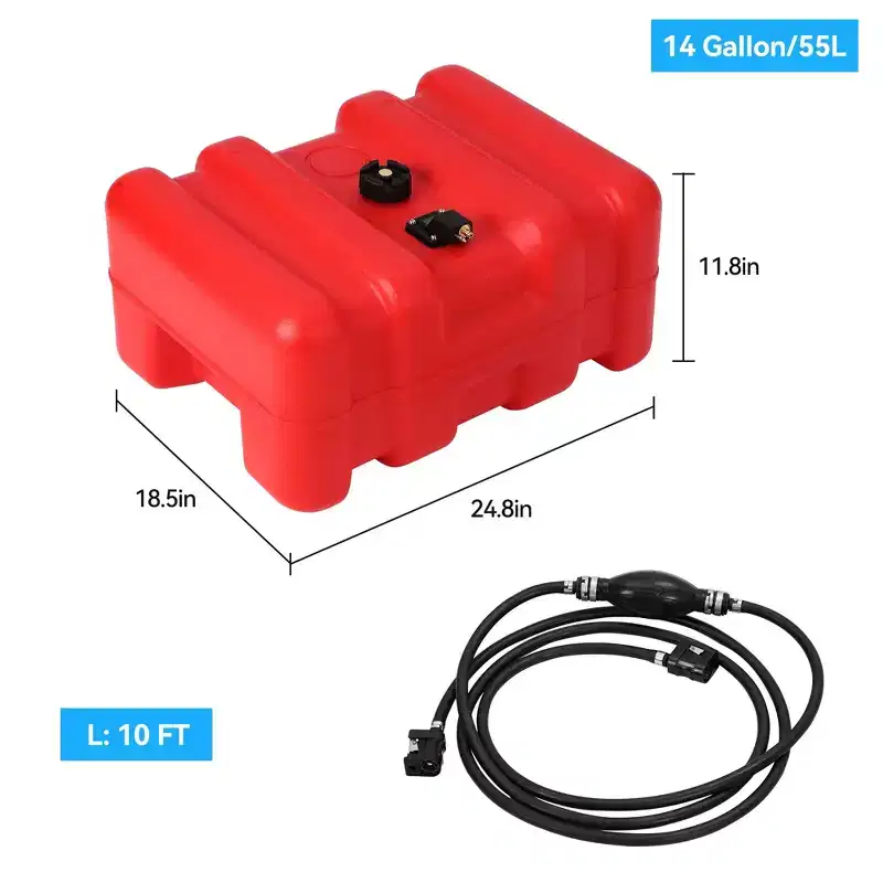 Portable Marine Gas Can, Large Capacity Boat Fuel Tank, With Line, I-Shaped Handle, Red
