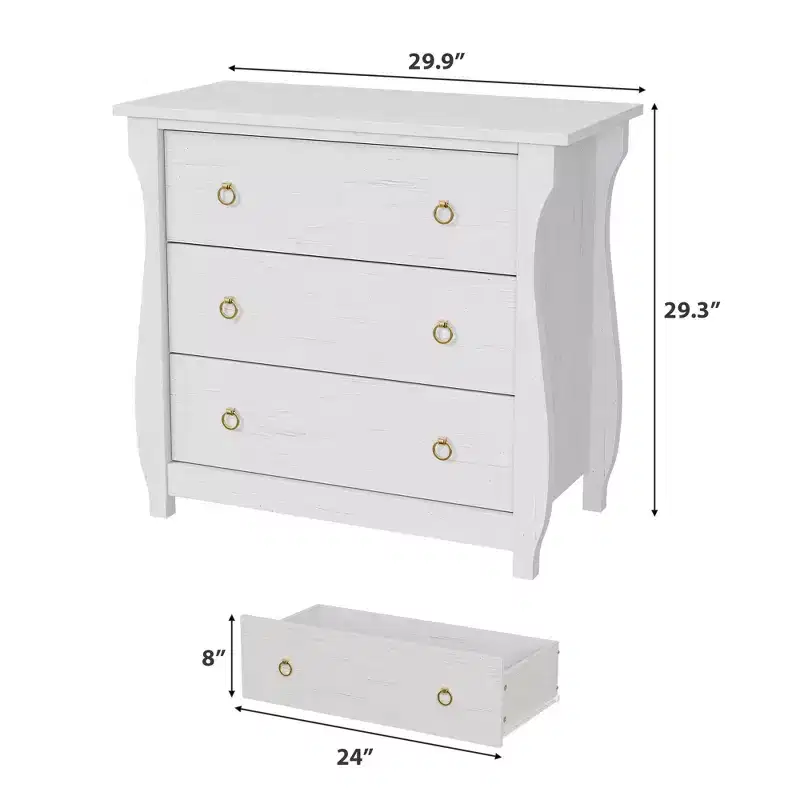 COZONY 3-Drawer Wooden Dresser with Metal Handles, Modern Storage Cabinet for Bedroom Living Room Entryway