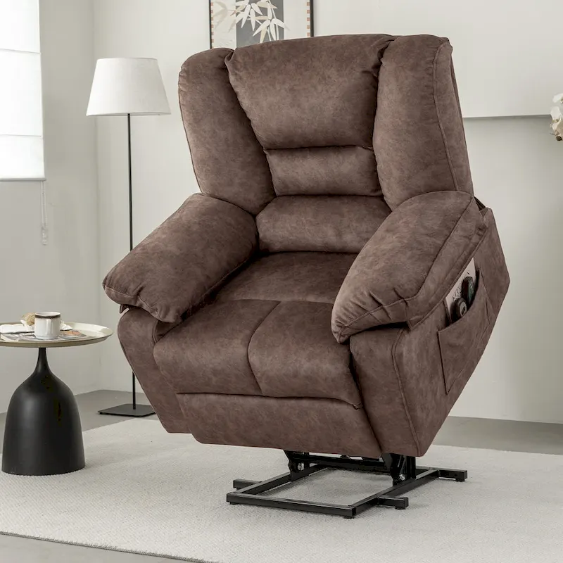 Power Lift Recliner Chair with Massage Heating and Timer Grey Brown