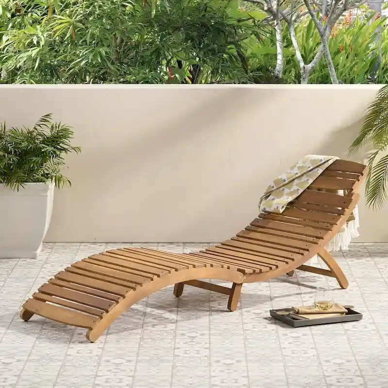 Lahaina Wood Foldable Chaise Lounge - as picture