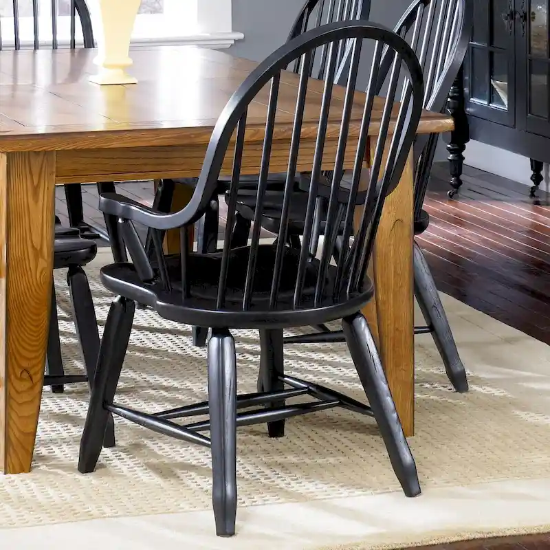 Bow Back Arm Chair �C Rustic Black Finish