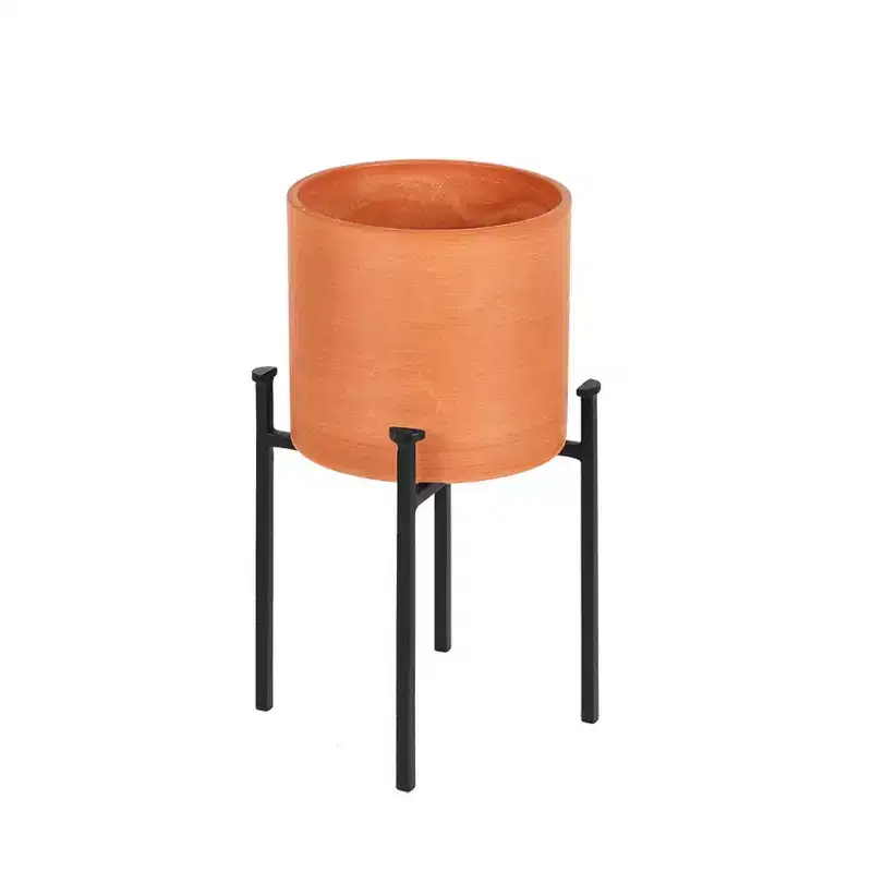 9.75" Simple Minimalist Tabletop and Floor Eileen Iron Plant Stand Black - ACHLA Designs: Wrought Iron, No Assembly Required