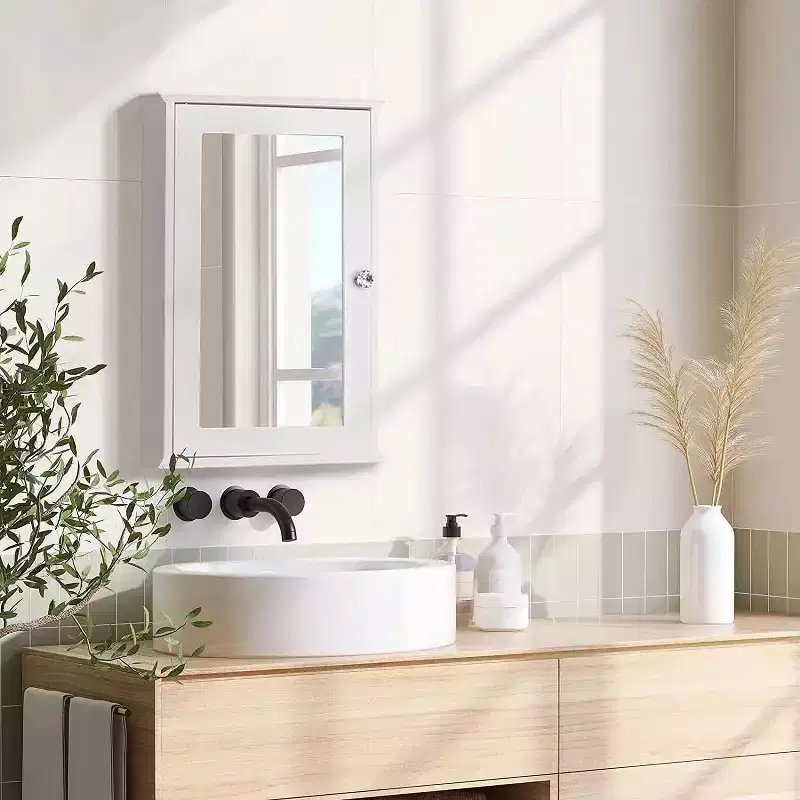 VINGLI Bathroom Wall Cabinet Wall Mount Mirrored Medicine Cabinet with Mirror Storage Organizer