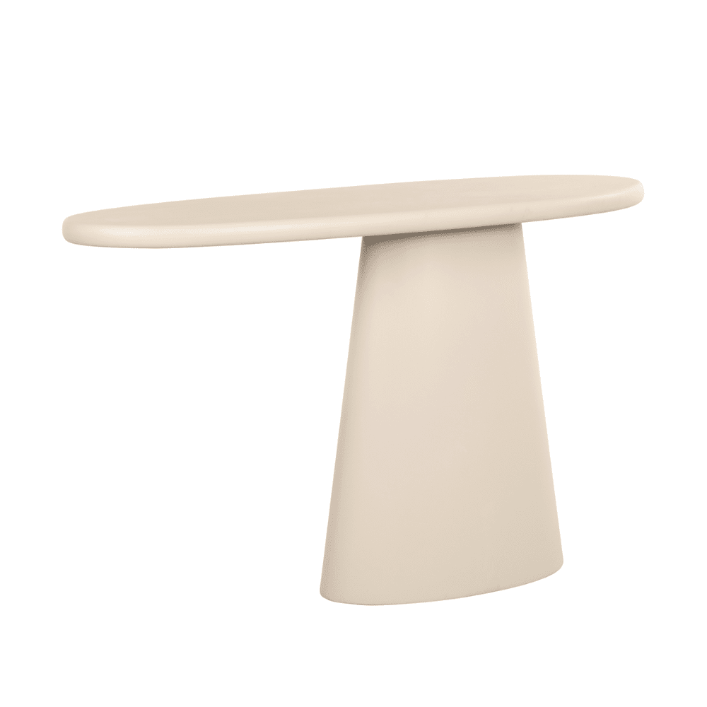 Beige Oval Top Console Table