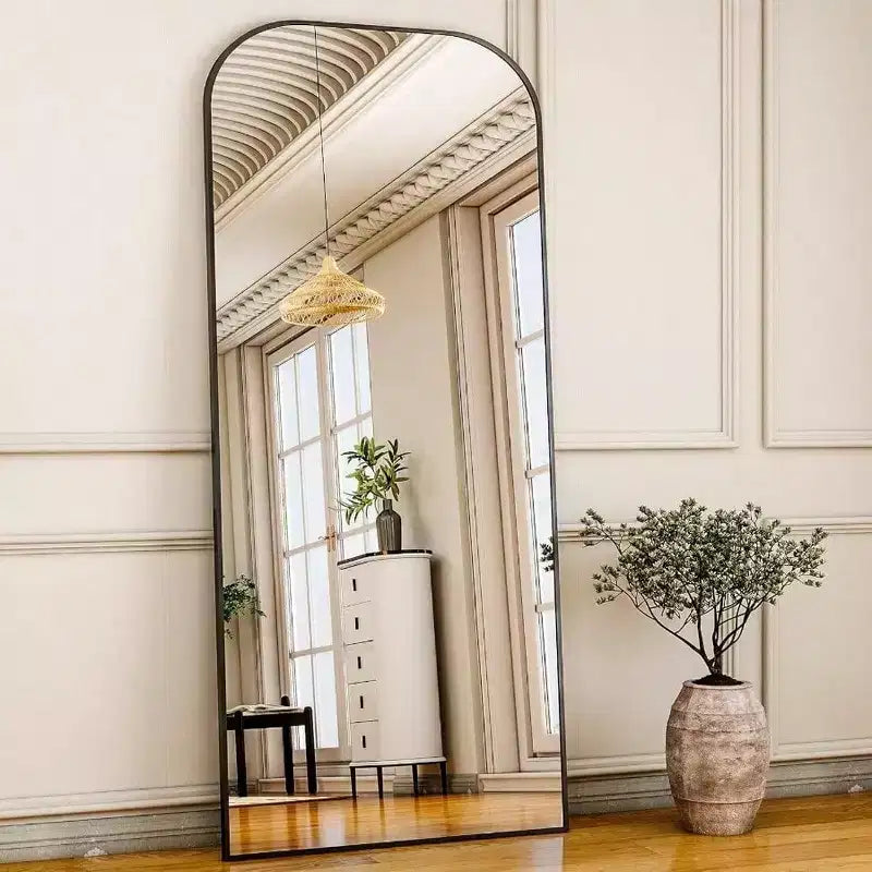 28x71 Black Full Length Mirror with Stand. A Large Full Body Mirror for Freestanding, Hanging, or Leaning