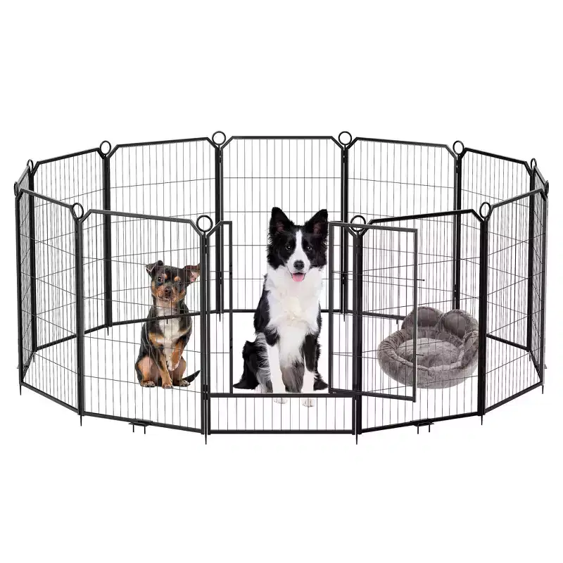 Heavy Duty Metal Dog Playpen - 16-Panel 40 Inch Collapsible Pet Exercise Fence with Gate, Portable Enclosure for Indoor, Yard, RV, Garden