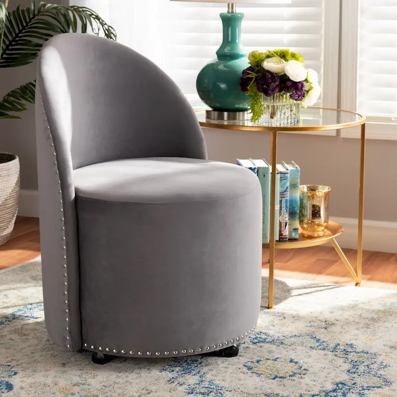 Glam Velvet Rolling Accent Chair with Caster Wheels