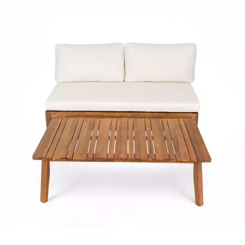Christopher Knight Home Simms Outdoor Slatted Design Acacia Wood Loveseat and Coffee Table Chat Set