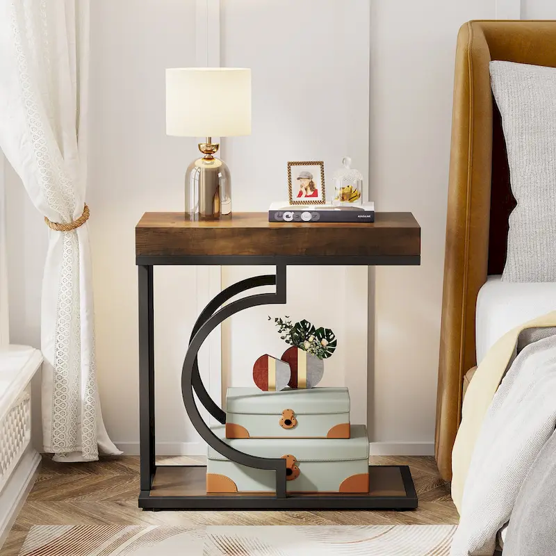 Modern Faux Marble Round Coffee Nesting Table Storage Shelf
