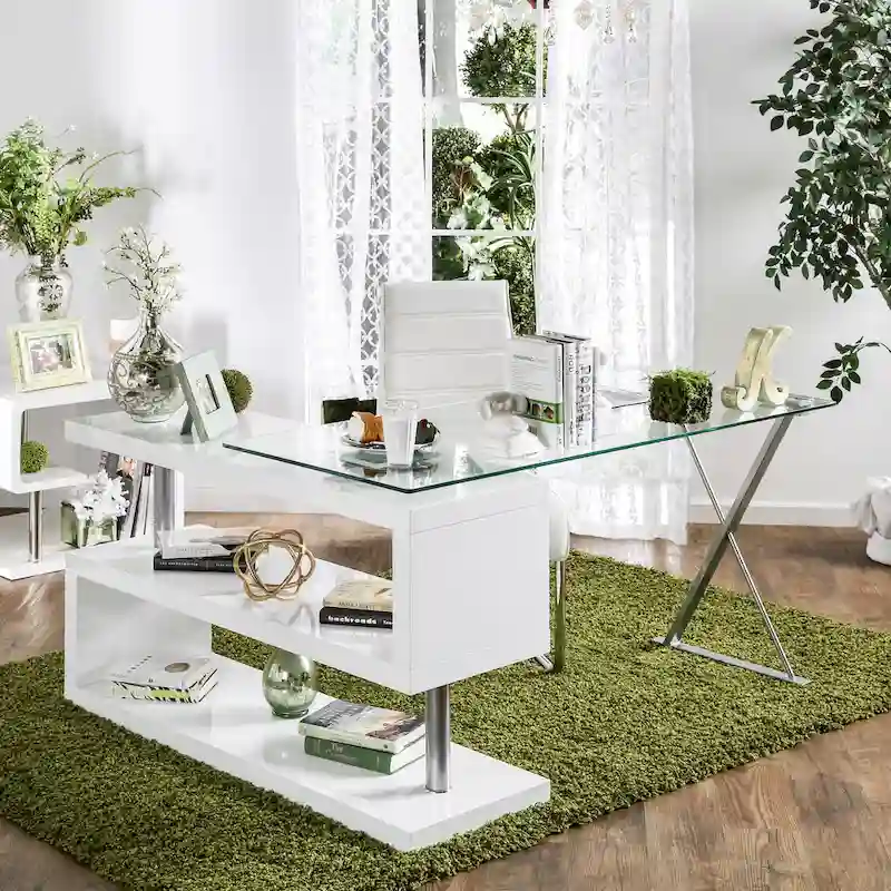 59 Convertible Glass-Top Computer Desk